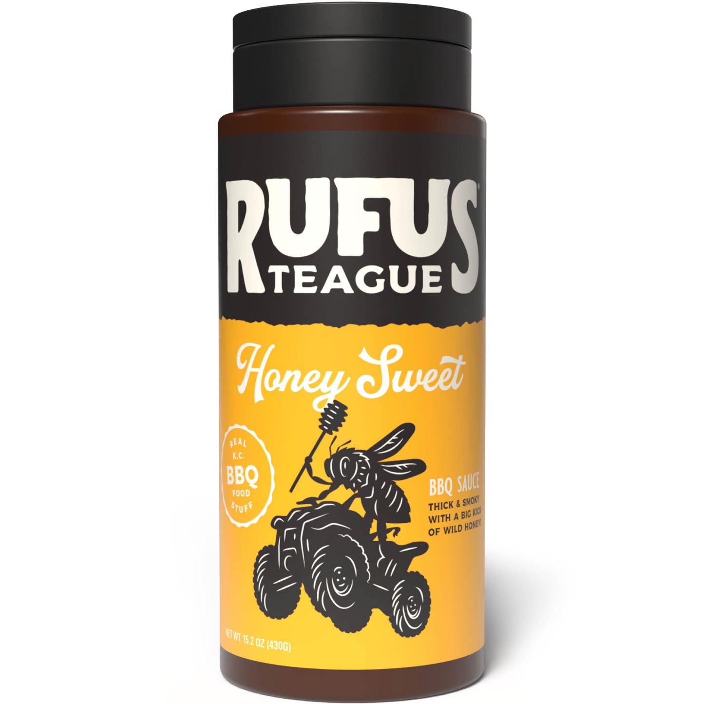 Rufus Teague Honey Sweet BBQ Sauce, Flip Top Squeeze Bottle, 15.2 oz