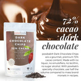 powbab Dark Chocolate Chips - 72% Cacao Organic Semi Sweet Chocolate Chips for Baking. Mini Dark Chocolate Chips for Baking and Snacks. No Liquor, No Lecithin, No Sugar Alcohol, Non-GMO (16 oz)