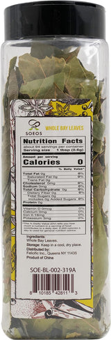 Soeos Bay Leaves, 2oz (57g), Whole Dried Bay Leaf, Non-GMO Verified, Laurel Herbs for Cooking, Soups, Stews, Sauces, Seasoning