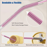 Silicone Straw Cleaner Brush, 2Pcs Reusable Cleaner Brush Extra Long, Straw Brush Bristles Cleaner for Cleaning Stanley Metal Glass Straws Drink Lid