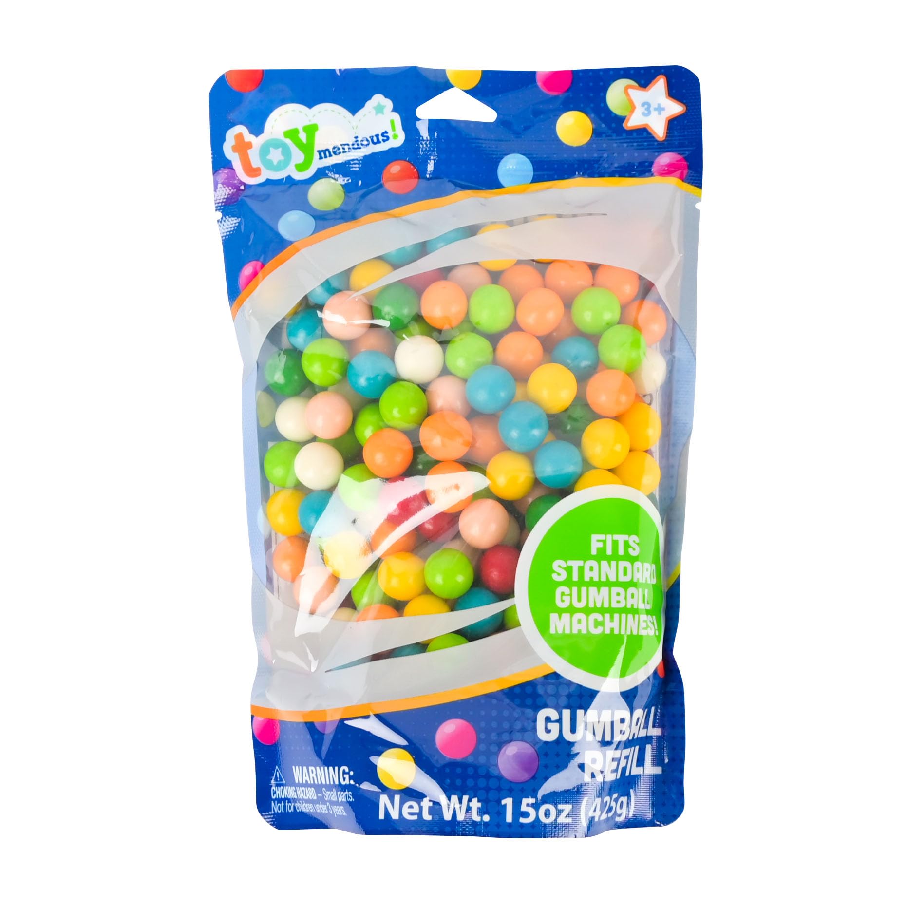 Toymendous Gumballs for Gumball Machine, 15oz Assorted Chewing Gum Fruit Flavored Bubble Gum, Gluten Free, 193 pieces