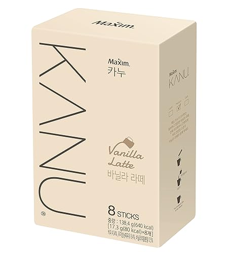 Maxim KANU Vanilla Latte 8 Sticks - Korean Instant Sweet Coffee (138.4g x 8)