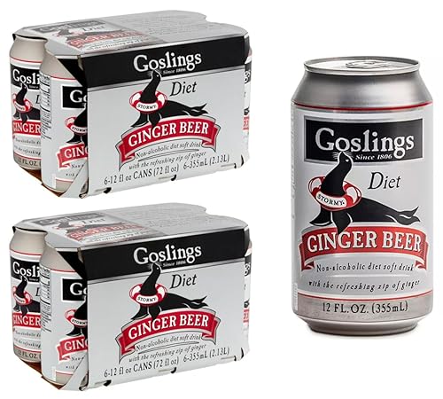 Goslings Diet Ginger Beer Cans of 12 fl oz Each | Ginger Beer Sugar Free For Moscow Mule And Mixers For Alcoholic Drinks (12)