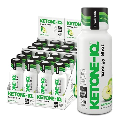 Ketone-IQ Ketone Energy Shots - 100mg Green Tea Caffeine, 5g Exogenous Ketones, and B Vitamins - 24 On The Go Caffeine Shots - Fast Acting Energy