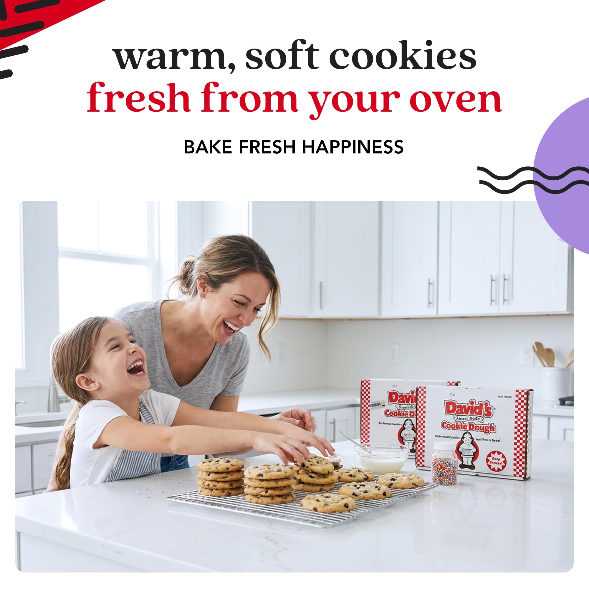 David's Cookies Cookies and Cream and Lemon Blueberry Decadent Cookie Dough Ready to Bake Frozen Variety Pack with Chocolate Cookie Pieces White