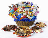 Fourth of July Gift Basket with Chocolate, Candy & Snacks - 18 Inch Wrapped Gift Basket - Independence Day Holiday Treats for Family, Friends