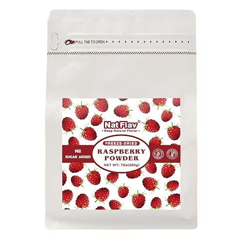 NAT FLAV Freeze Dried Raspberry Powder - 100% Natural, No Added Sugar, No Additives | 7oz | Vibrant Superfood for Smoothies, Baking & Natural Coloring