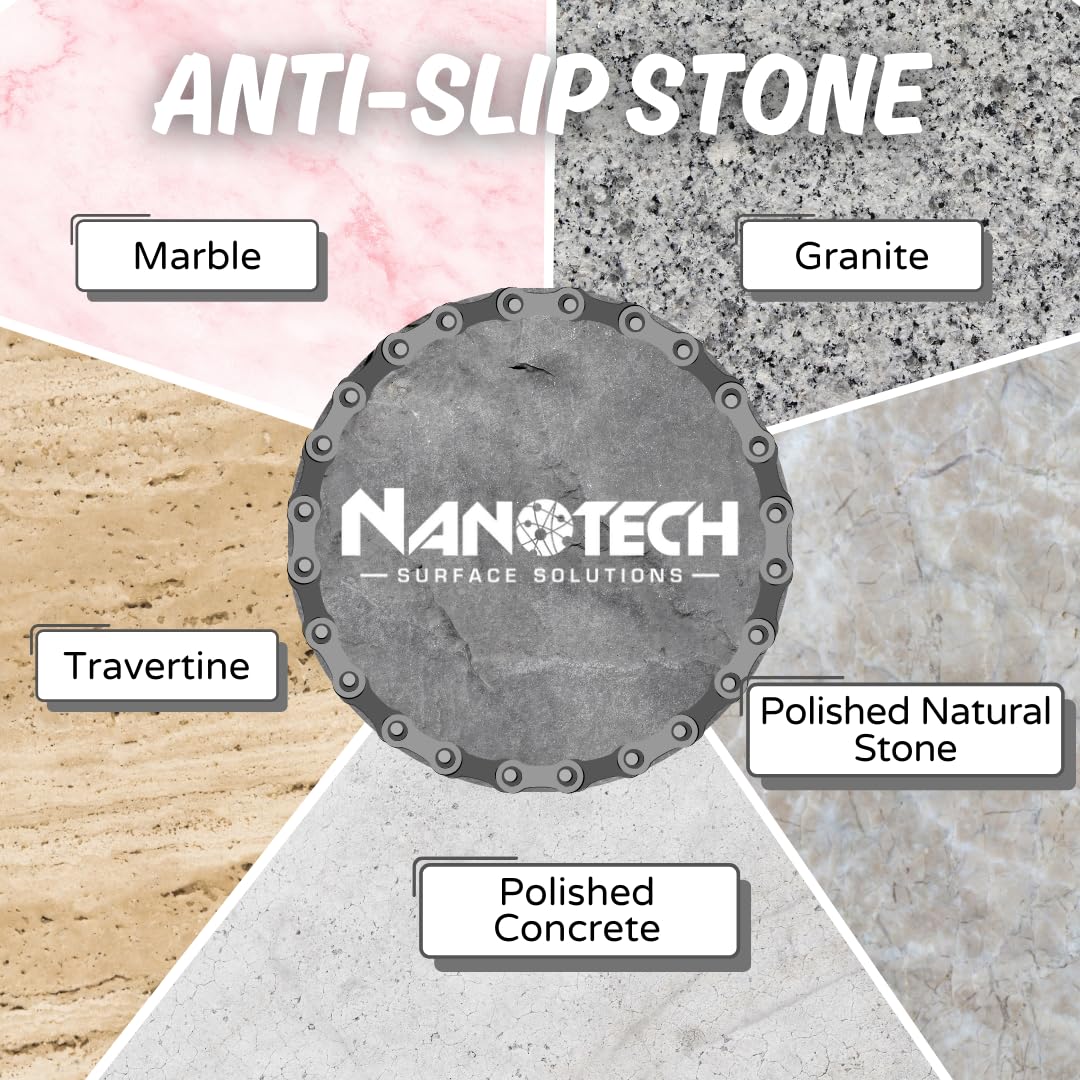 Nanotech Surface Solutions Anti Slip Stone -Reduces Slip & Fall Accidents Due to Wet Floors- Interior Exterior- Works in Minutes- For Travertine