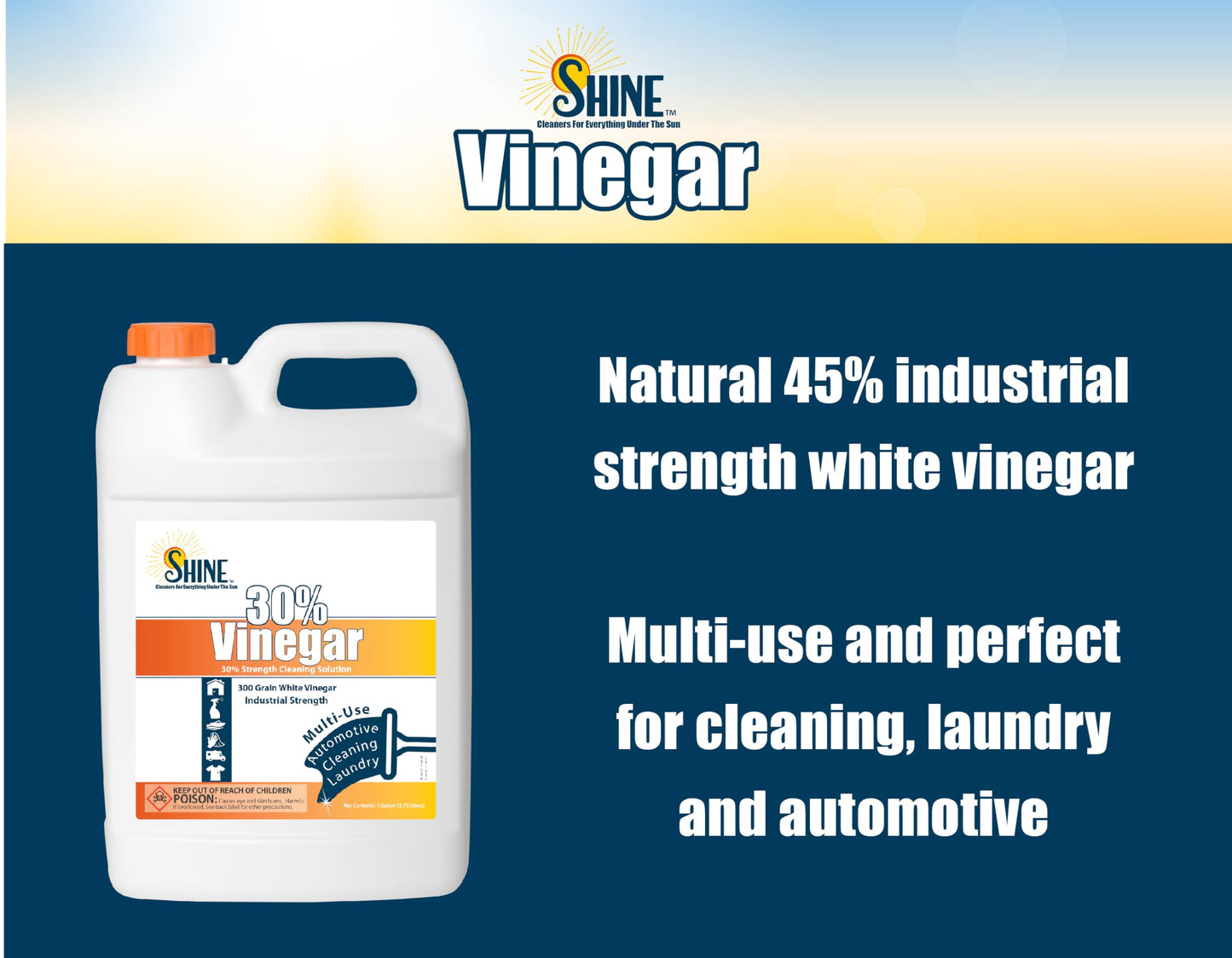 30% Concentrated Vinegar Gallon - Makes 6 Gallons of Finished Solution - For Home and Outdoor Use - Concentrated All Purpose Vinegar