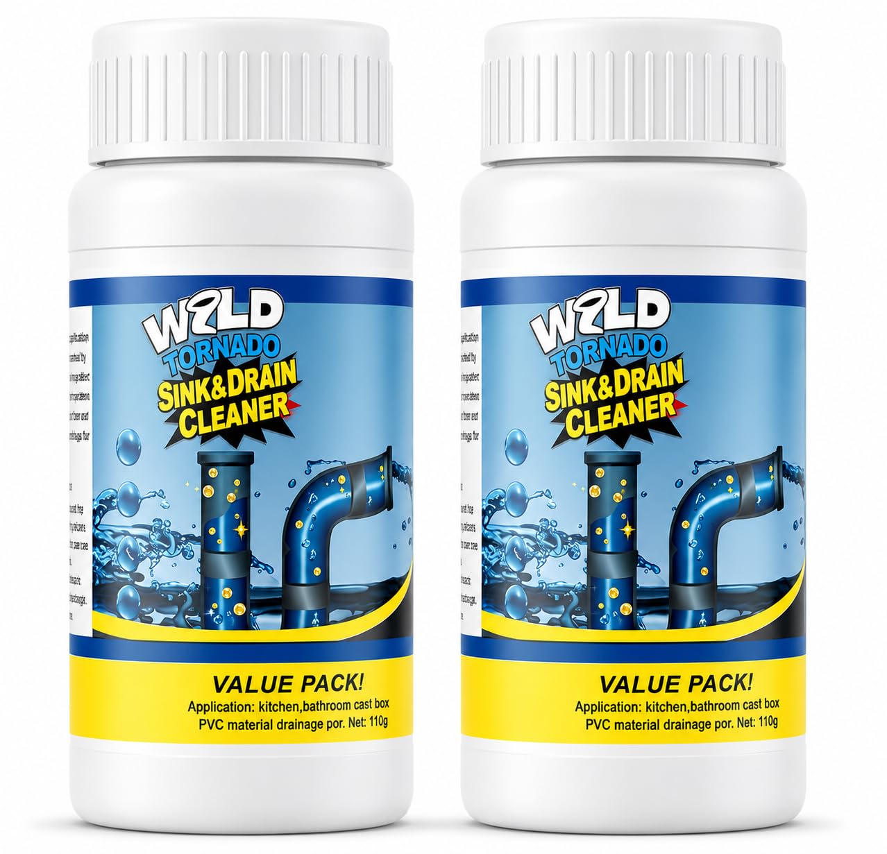 Wild Tornado Home Pipe Dredge Tool, Fast Dissolving Drain Opening Treatment for Clogged Kitchen and Toilet Pipelines
