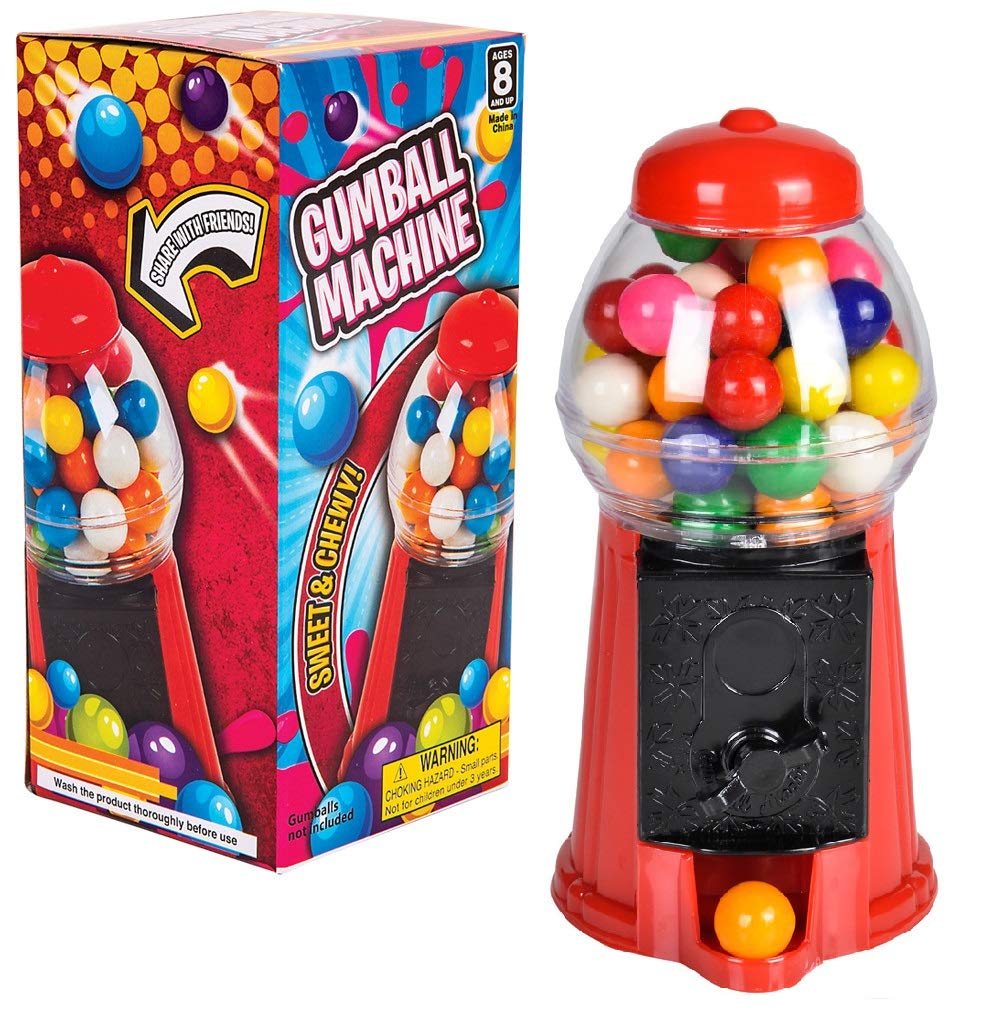 Zugar Land - 6.5 Inch Red Plastic Bubble Gum Gumball Machine Set (1 Pack) Classic Toy Candy Dispensers. No Gumballs Included.