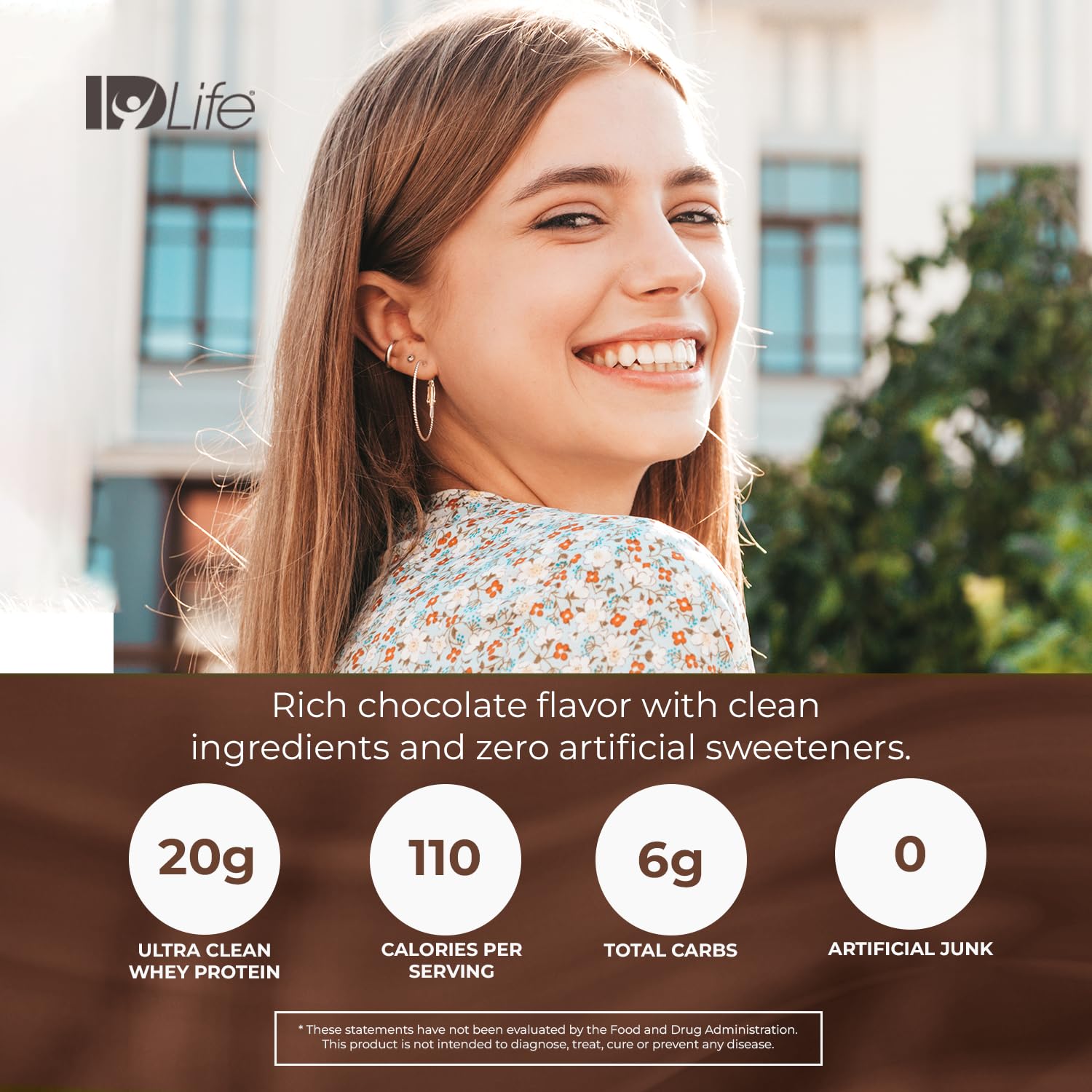 IDLife - Protein Shake - Chocolate Premium Whey Powder, 20g Protein, 110 Calories, 6g Carbs, Clean Nutrition Blend - 15 Servings 420g