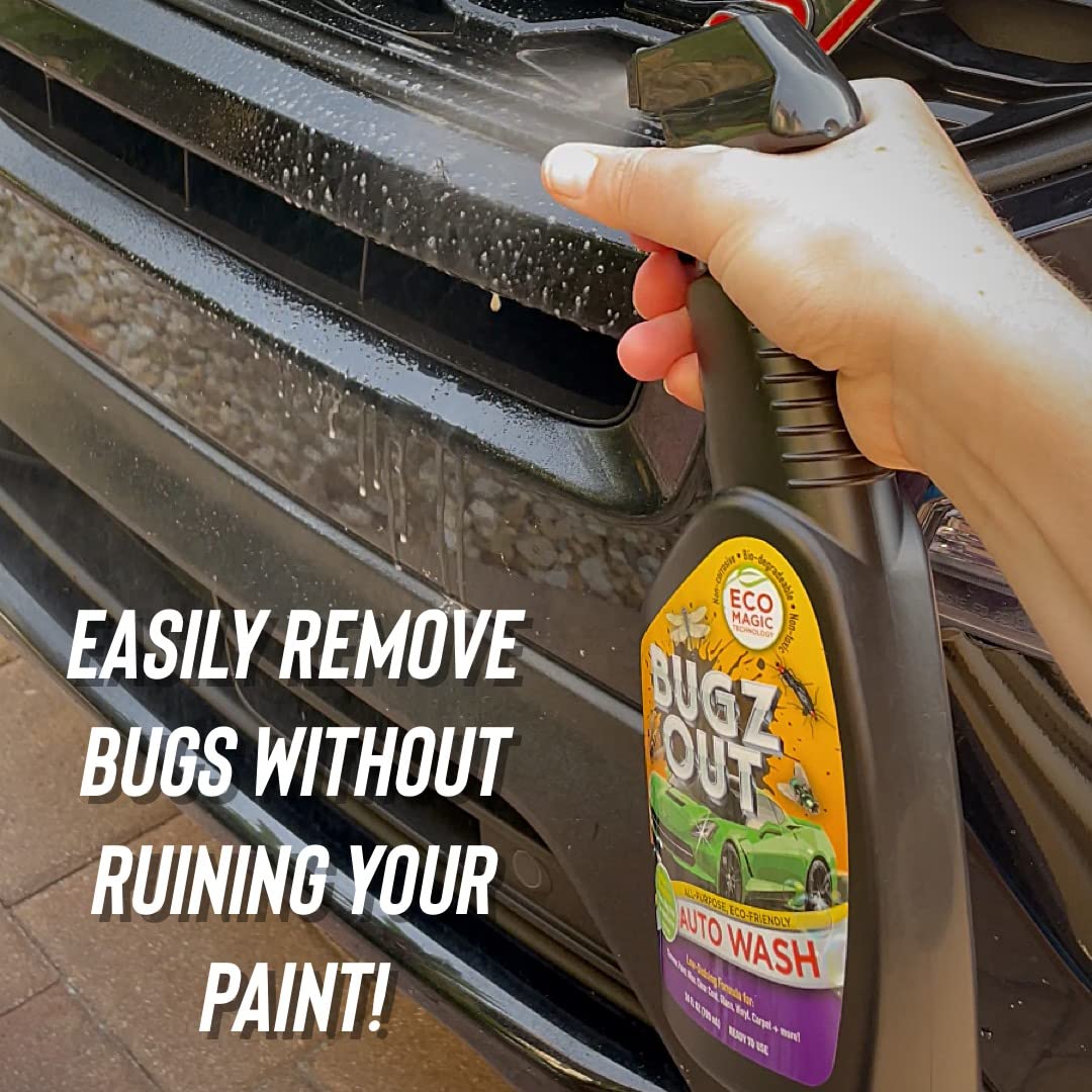 Bugz Out Car Bug Cleaner, Remover & Wash - Spray Bugs, Tar, Bird Poop Off Exterior of Car & Windshield. Remove Black Streaks Without Scratching or