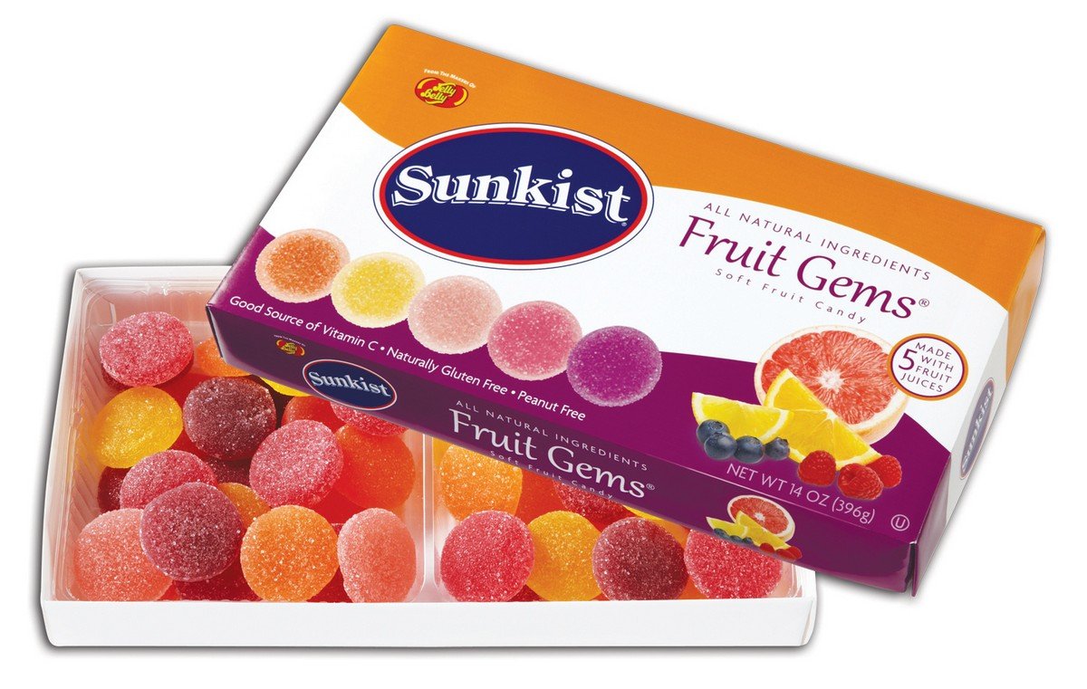 Jelly Belly Sunkist Fruit Gems Box - 14 Ounces of Assorted Flavors - Made with Real Fruit Juices