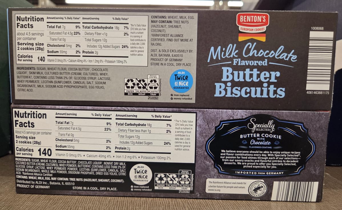 Milk Chocolate Covered Butter Cookies - 4.4-Ounce Boxes (Pack of 2)