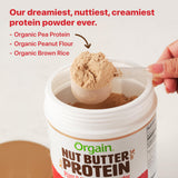 Orgain X Justin's ® Organic Vegan Nut Butter Protein Powder, Chocolate Peanut Butter- 20g Plant Protein, 1g Sugar, Gluten Free, No Dairy, Soy