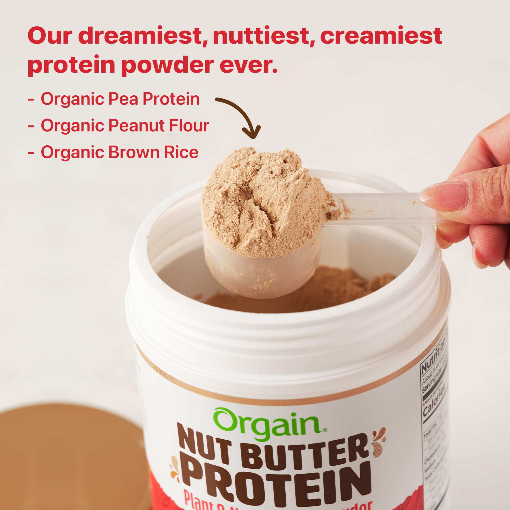 Orgain X Justin's ® Organic Vegan Nut Butter Protein Powder, Chocolate Peanut Butter- 20g Plant Protein, 1g Sugar, Gluten Free, No Dairy, Soy