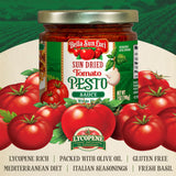 Bella Sun Luci Sun Dried Tomato Pesto Sauce with Whole Pine Nuts, Mediterranean Italian Style Sun-Ripened Tomatoes, Kosher, Vegan, Gluten-Free