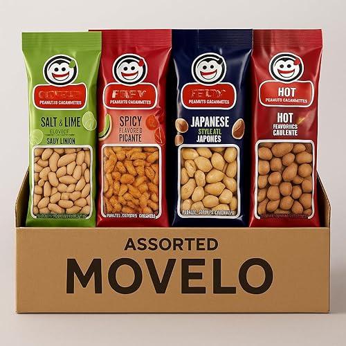 Assorted Peanuts Variety Pack - 10 Single-Serve Snack Bags | Salt & Lime, Spicy, Japanese & Hot Flavors | Crunchy Peanut Snacks for Lunchboxes
