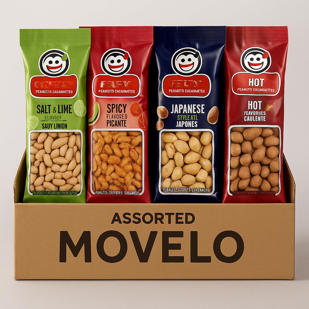 Assorted Peanuts Variety Pack - 10 Single-Serve Snack Bags | Salt & Lime, Spicy, Japanese & Hot Flavors | Crunchy Peanut Snacks for Lunchboxes