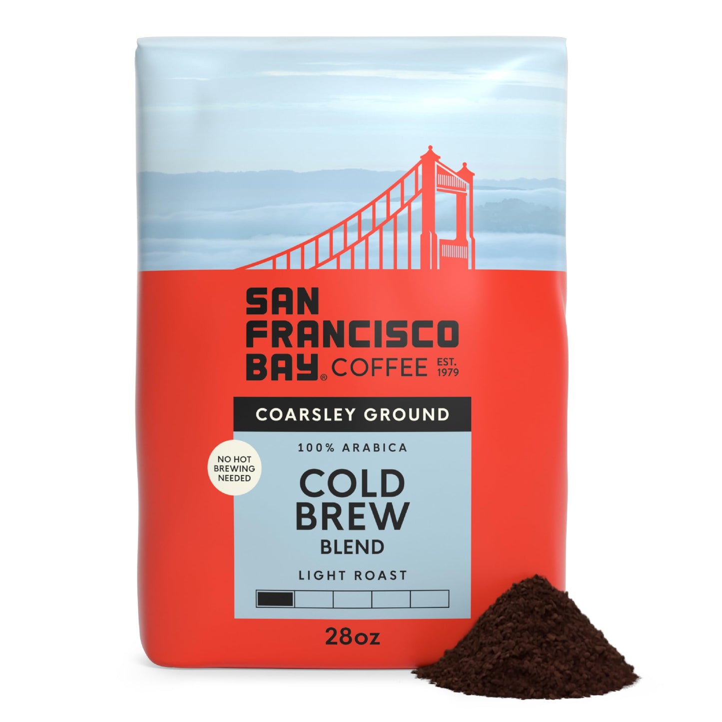 San Francisco Bay Ground Coffee, Cold Brew Blend (28 oz Bag), Coarse Ground, Medium Roast Coffee