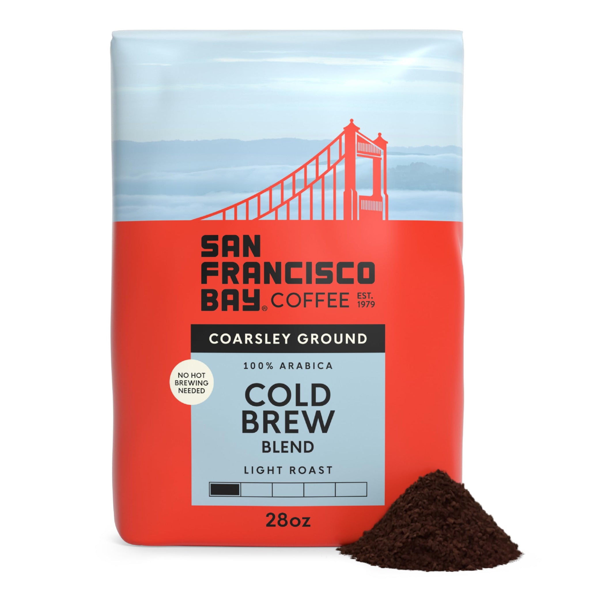 San Francisco Bay Ground Coffee, Cold Brew Blend (28 oz Bag), Coarse Ground, Medium Roast Coffee