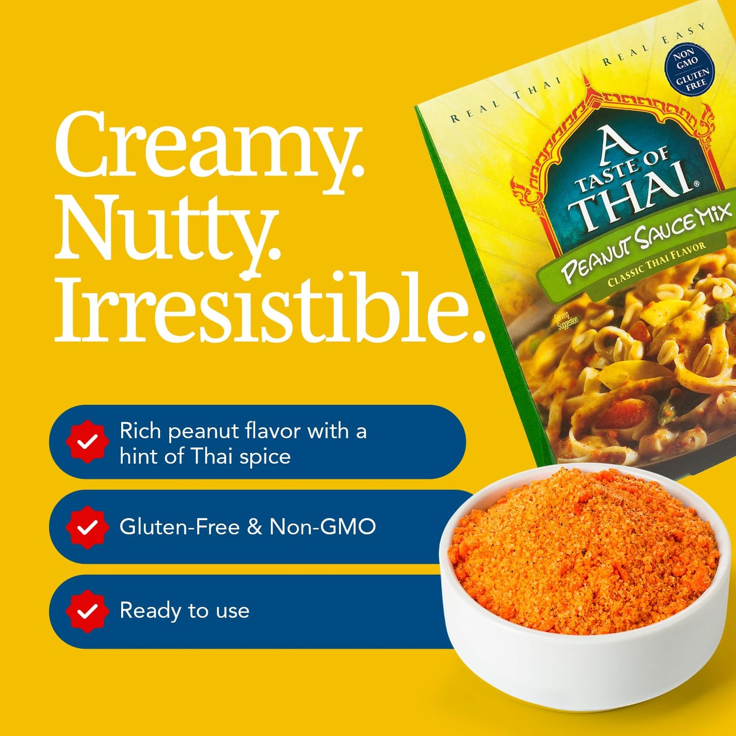 A Taste of Thai Peanut Sauce Mix Packets | Authentic Thai-Style Sauce with Ground Peanuts & Traditional Spices | Ready in Minutes | No Artificial