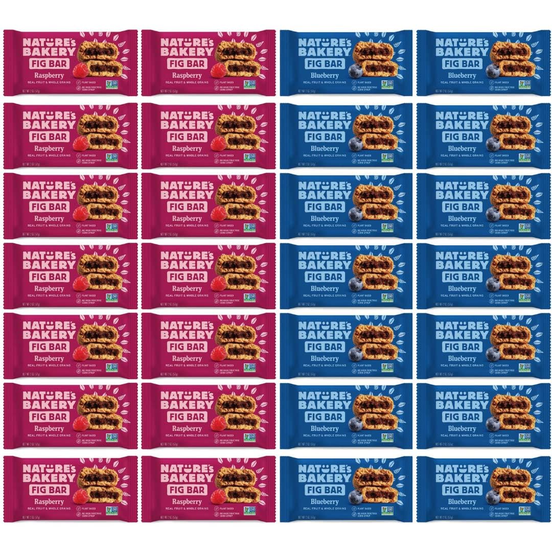 Nature's Bakery Whole Wheat Fig Bars - 32 Twin Packs (16 Blueberry, 16 Raspberry Each) (1)