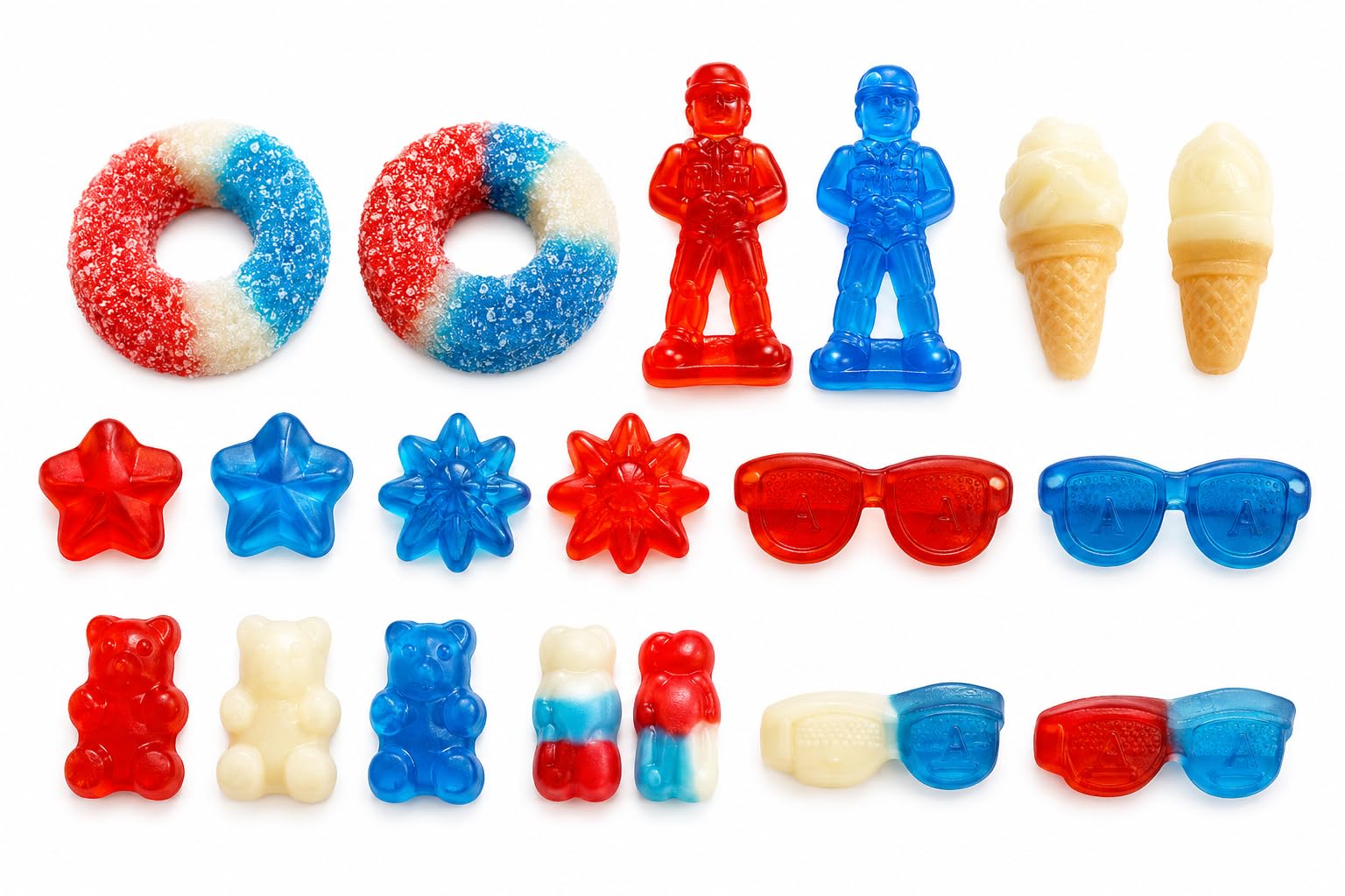 Wuzzler™ Stars & Stripes Mix by Swirlee Pop™ - 2 lb Patriotic Candy Variety Mix for Summer Parties, BBQs & Events.