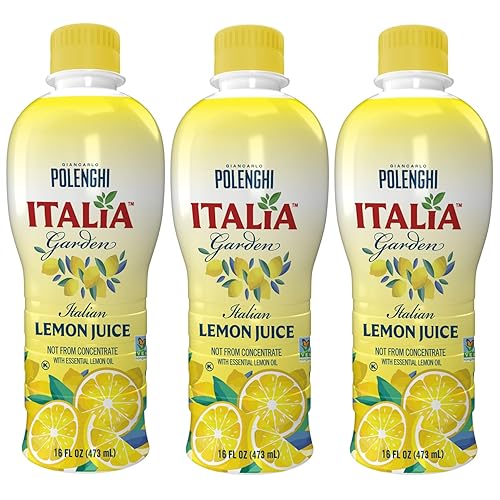 Italia Garden Italian Lemon Juice, Not From Concentrate, Real, Perfect for Cooking, Drinks, Marinades & More, Pure Citrus Flavor with Convenient
