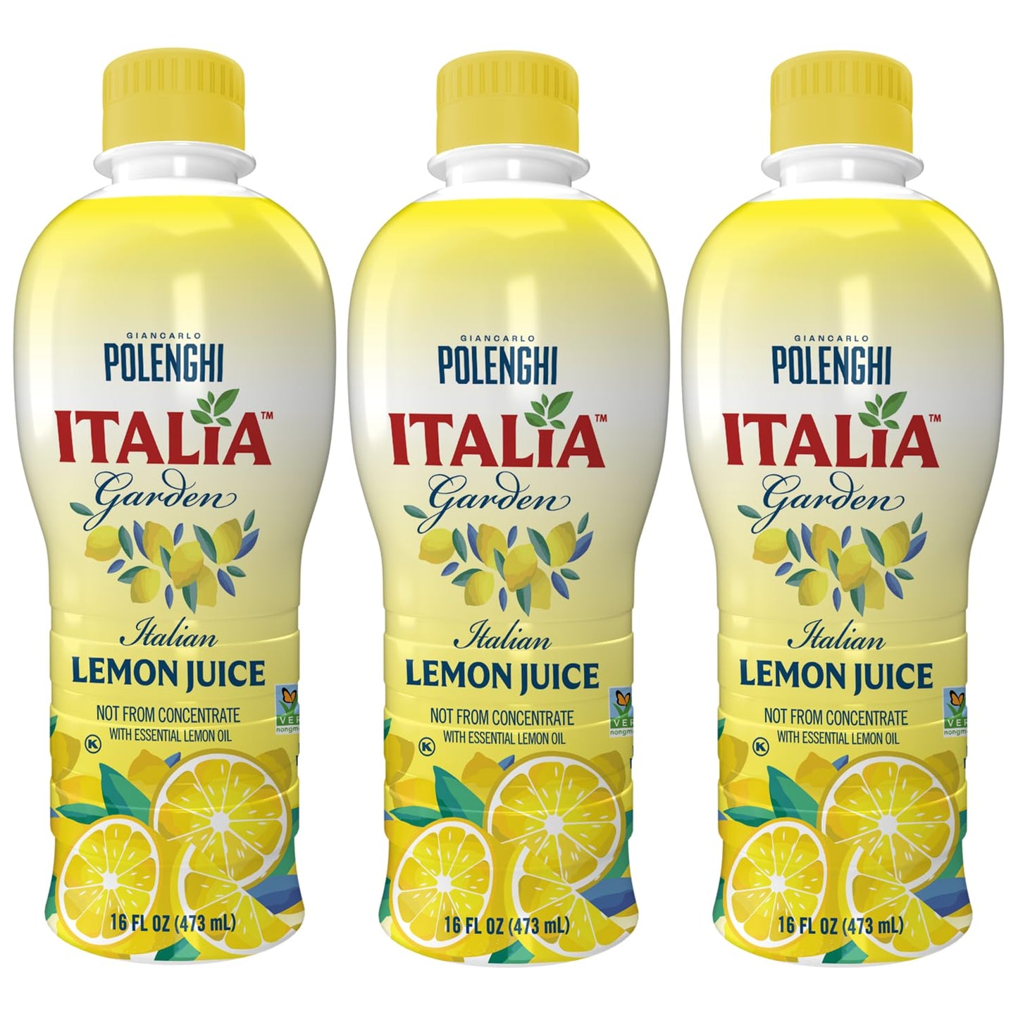 Italia Garden Italian Lemon Juice, Not From Concentrate, Real, Perfect for Cooking, Drinks, Marinades & More, Pure Citrus Flavor with Convenient