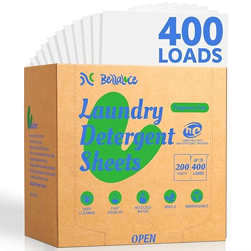 Laundry Detergent Sheets - Fragrance Free Laundry Sheets, 400 Loads, Eco-Friendly, Plastic-Free, Space Saving, Fast Dissolve & Hypoallergenic