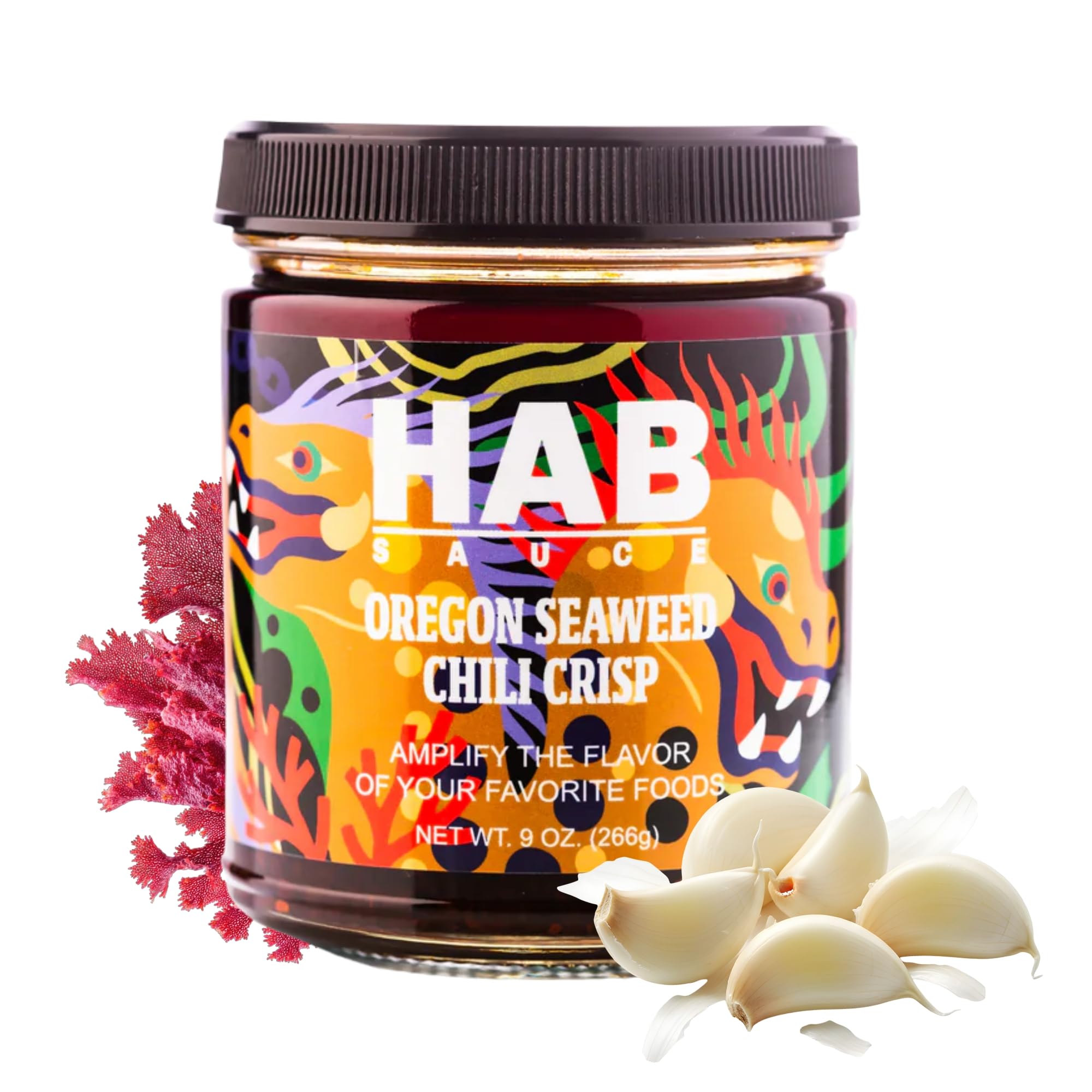 HAB Sauce Oregon Seaweed Chili Crisp - Small Batch Gourmet Hot Sauce with Umami & Spice | Made with Natural Ingredients | Vegan & Gluten Free |