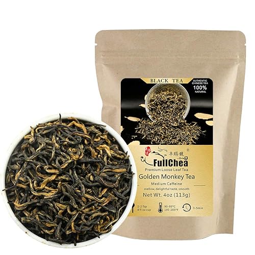 FullChea - Chinese Tea Golden Monkey - Fujian Black Tea Loose Leaf - Golden Tea Chinese - Pleasant Taste with Malt and Chocolate - 4oz / 113g