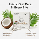 CocoGum - Mint Flavored chewing gum, Coconut Oil Pulling On the Go! Featuring a liquid center with MCT Oil that naturally whitens teeth, freshens