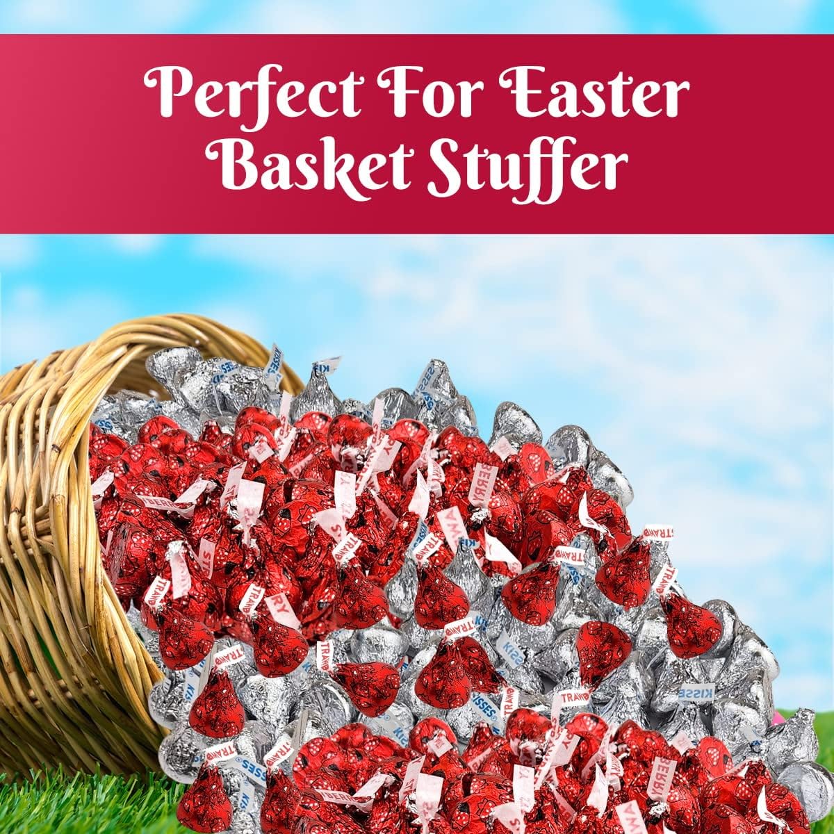 Candykrave Hershey'es Kisses Dipped Strawberry & Silver Chocolate Candy- 1lb (100 pcs) - Bulk Pack of Chocolate Covered Individually wrapped Bulk