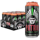 Patria Energia Pura Drink - 12-Pack, Natural Orange Flavor, 16oz Cans - 100% Natural Flavors, Cane Sugar- 200mg of Caffeine