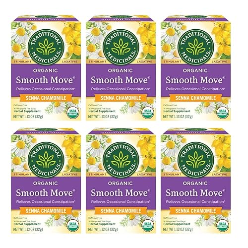 Traditional Medicinals Organic Smooth Move Chamomile Laxative Tea, 16 Tea Bags (Pack of 6)