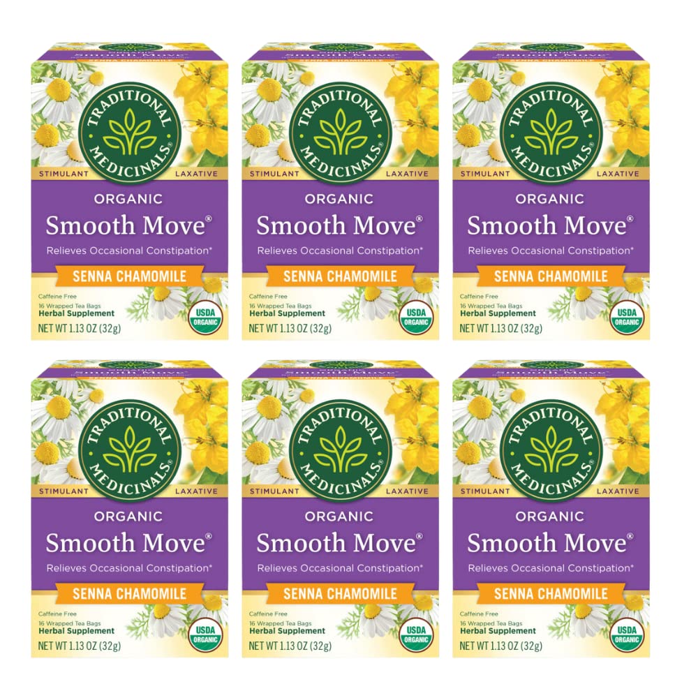 Traditional Medicinals Organic Smooth Move Chamomile Laxative Tea, 16 Tea Bags (Pack of 6)