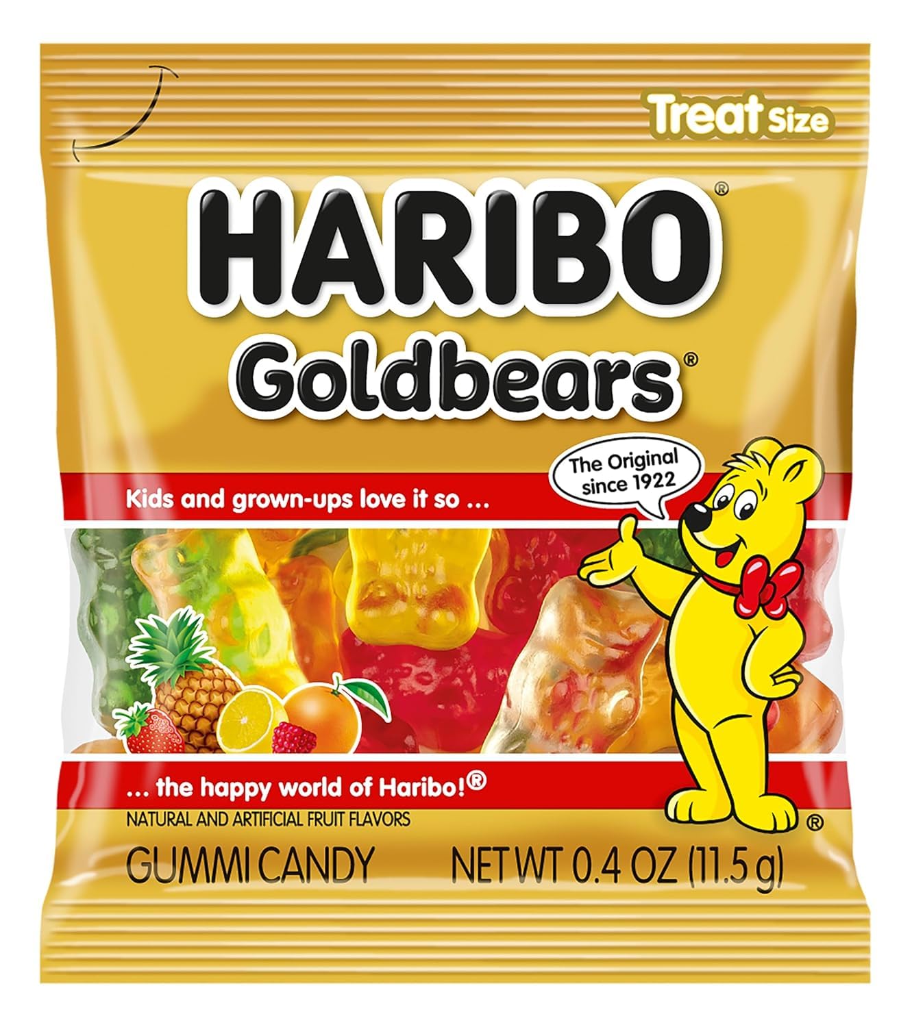 Haribo Easter Candy - Plastic Egg with Gummi Bear Goldbears - 6 Mini Treat Sized Bags in Original Flavors - Individually Wrapped Fruity Gummy Bears