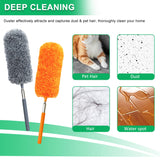 4 Pack Small Microfiber Feather Duster, with 13" to 30" Extendable Pole, Microfiber Head, Cleaning Tool for Cleaning Office, Car, Computer, Furniture