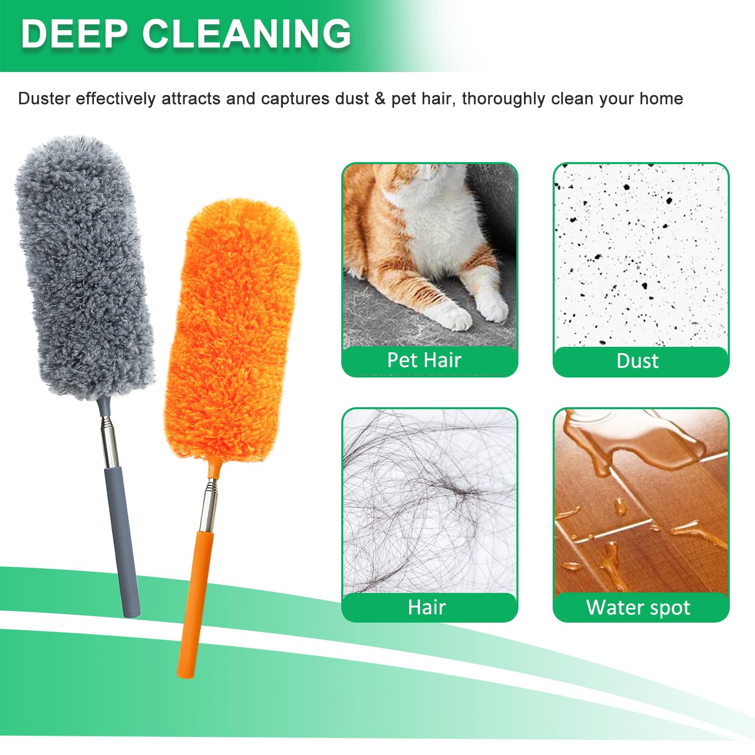 4 Pack Small Microfiber Feather Duster, with 13" to 30" Extendable Pole, Microfiber Head, Cleaning Tool for Cleaning Office, Car, Computer, Furniture