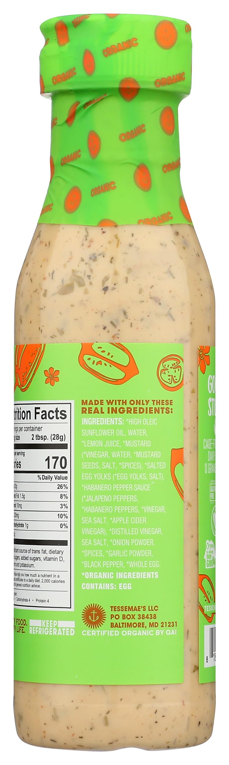 TESSEMAE'S Organic Habanero Ranch Dressing, 10 FZ