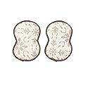 Bright Habits Sponge Set in Taupe - Set of 2 Super Absorbent Washable Reusable Cleaning Sponges Made from Recycled Materials, Durable Eco Friendly