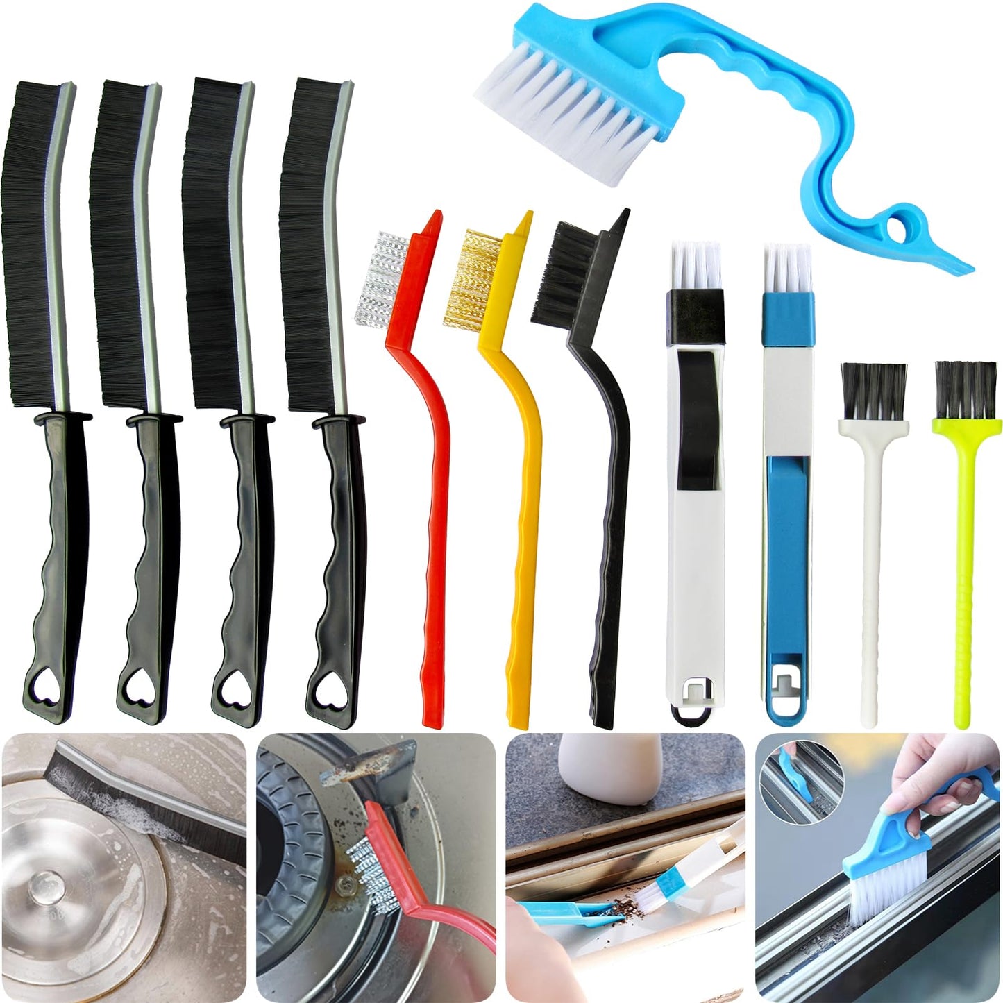 12Pcs Crevice Cleaning Brush,Small Gap Cleaning Brushes for Cleaning Bathroom,Kitchen,Window Grooves,Corners, Sinks, washbasins, Showers, faucets