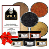 Ethiopian spice set - Contains: 5 Plastic Jars (1 each of: Nigella, Berbere, Ginger, Garlic, Cardamom ground)