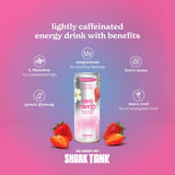 Easy Energy Drink (Strawberry) - Zero Sugar Sparkling Energy Drink with Natural Caffeine, Magnesium & Lion’s Mane - Clean Energy for Workouts & Busy