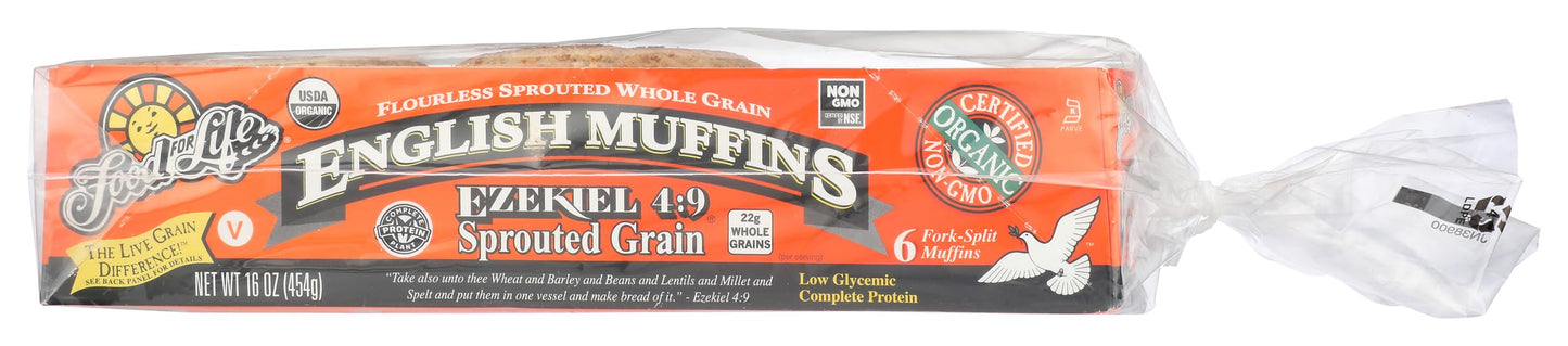 Food For Life Flourless Sprouted Grain English Muffin, 16 oz (Frozen)