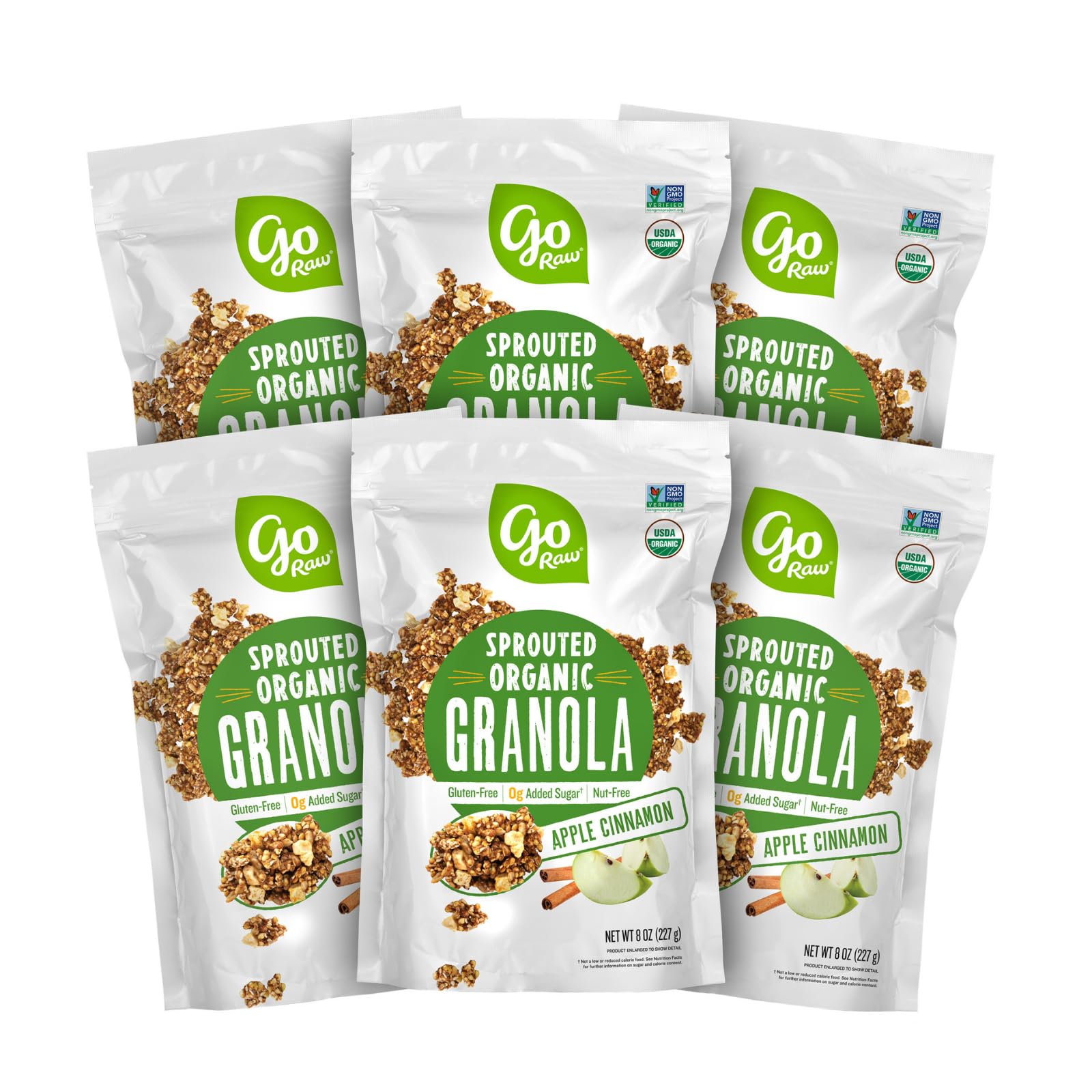Go Raw Organic Sprouted Granola, Apple Cinnamon, 6 ct box of 8 oz bags