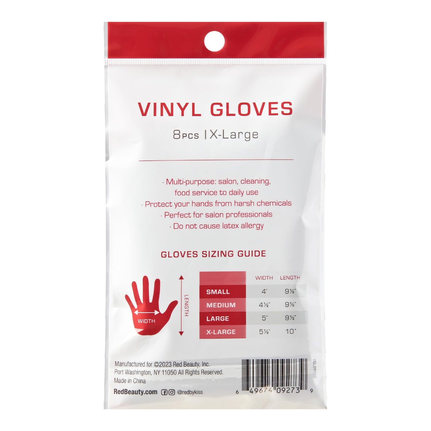 Red by Kiss 8Pcs Black Vinyl Gloves, Disposable, Latex Free, Powder Free, Multi-functional Gloves, Cleaning Service Gloves (Small)